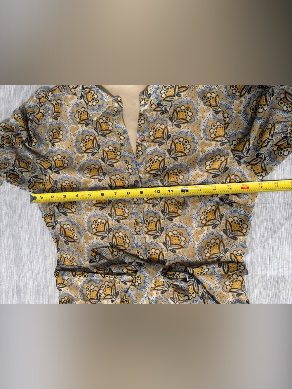 Nordstrom Daniel Rainn DR2 Mustard and Gray Floral Button-Front Maxi Dress - Picture 3 of 12